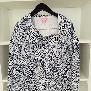 Navy and White Patterned Lilly Pulitzer Jacket